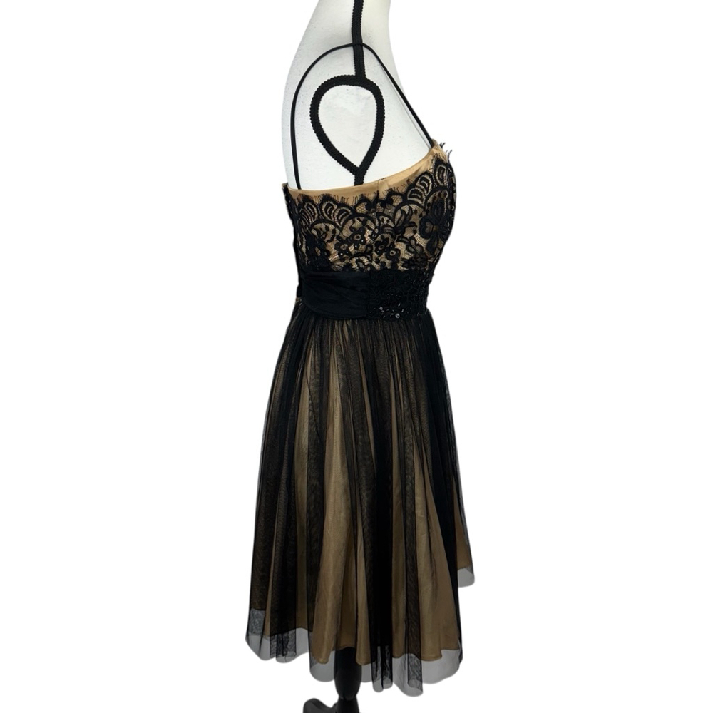 Roberta Vintage 90s Lace Dress 5/6 Black Mini Beaded Prom Cocktail Party Evening - Picture 3 of 9
